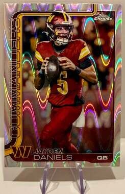 Jayden Daniels 2025 Topps Chrome RayWave Refractor Football Card Commanders